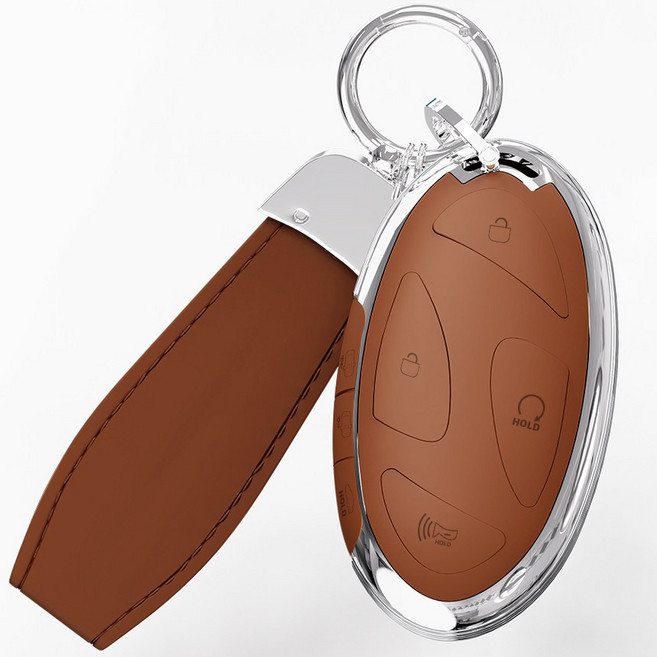 디올 뉴 싼타페MX5 펠리세이드 그랜져 쏘나타디엣지 더뉴 투싼 코나 아반떼 CN7 아이오닉 현대 키케이스 소프트 가죽 호환상품, 현대-7버튼, 브라운