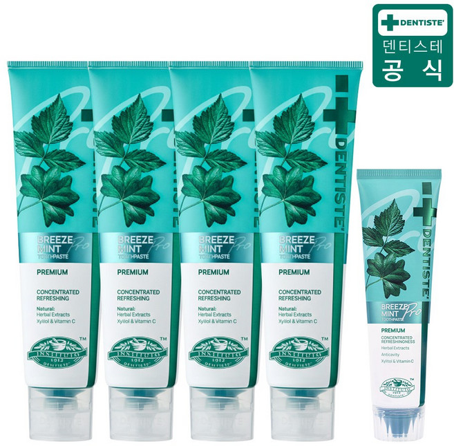 [공식몰] 덴티스테 브리즈민트 프로 치약, 180g 4개+60g 1개, 1, 180g