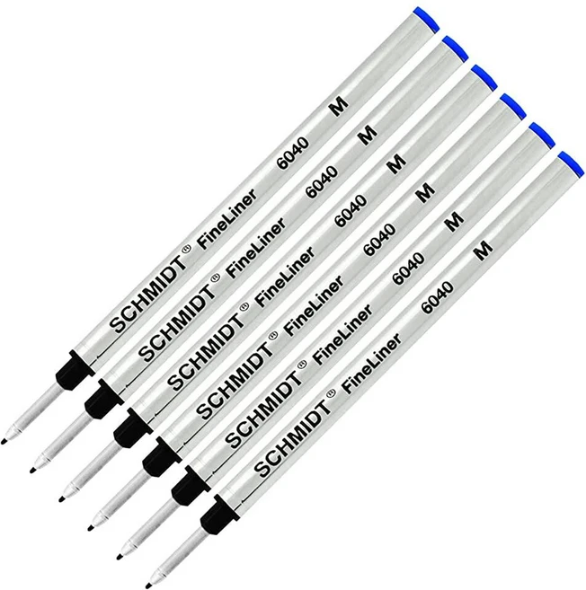 Schmidt 6040 FineLiner 섬유 팁 메탈 리필 6팩 - 블루 잉크 - 쿠팡