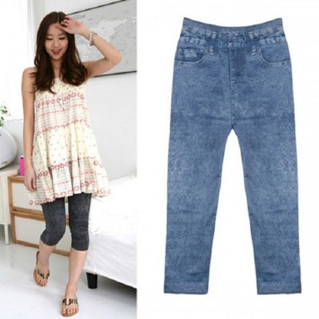 기본돌청 청나염 7부 스판 레깅스 반바지 청바지 you+5660za