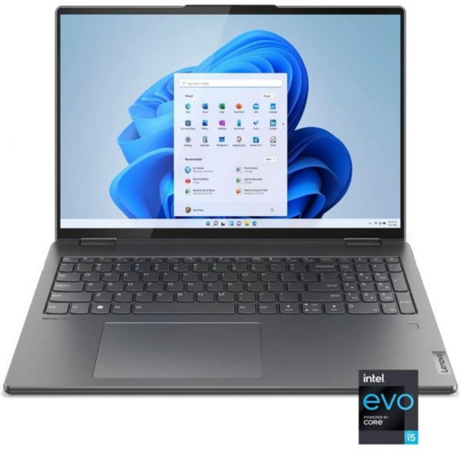 레노버 최신 Yoga 7i 2-in-1 노트북 16인치 2.5K IPS 터치스크린 디스플레이 12세대 인텔 Evo 플랫폼 i5-1240P 8GB LPDDR5 256GB, Windows 11