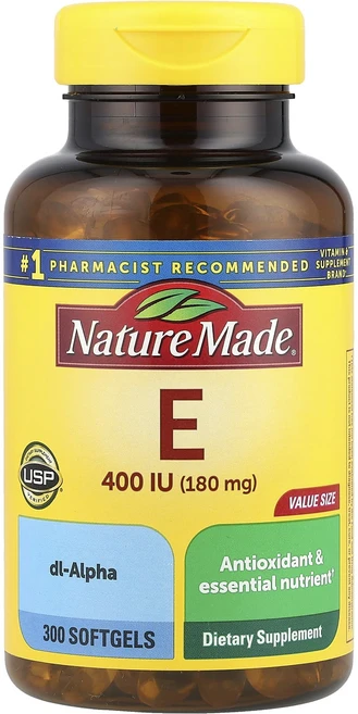 Nature Made 비타민E 180mg(400IU) 소프트젤 300정, NatureMade비타민E180mg400IU소프트젤30, 1개 - 쿠팡