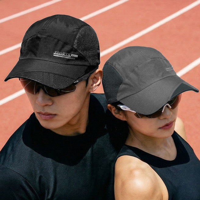 윈드러너 경량 메쉬 러닝 모자, 1개, 블랙