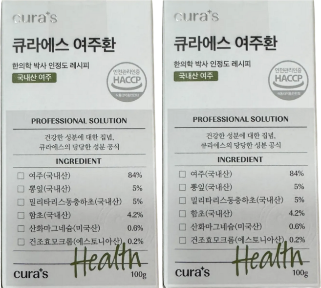 큐라에스 여주환 당뚝환 여주 뽕잎 동충하초 함초 인정도박사, 100g, 2개