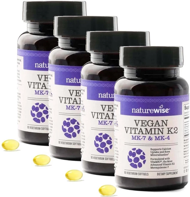 네이처와이즈 비건 비타민K2 MK-7 & MK-4 베지 소프트젤, 4개, 90정 - 쿠팡