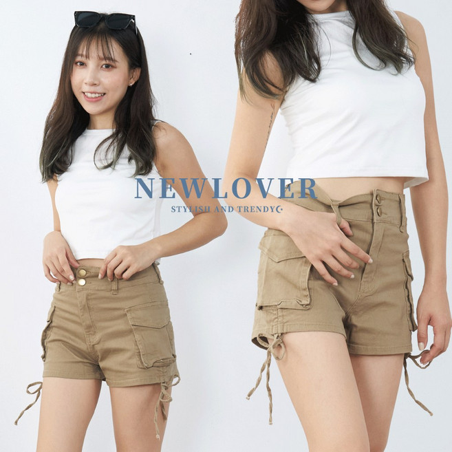 NEWLOVER 美臀性感抽繩牛仔短褲 高腰熱褲 顯瘦 161-8323