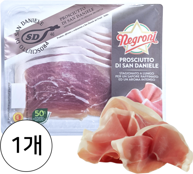 프로슈토 산다니엘레 슬라이스 이탈리아생햄, 1개, 80g