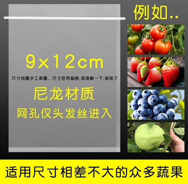 臺灣熱銷 芭樂套袋專用網袋防蟲防鳥透氣西紅柿葡萄番石榴尼龍水果套袋, 1個, 瓜果防蟲袋【加大加厚*抽繩款】,10x15cm套袋20個