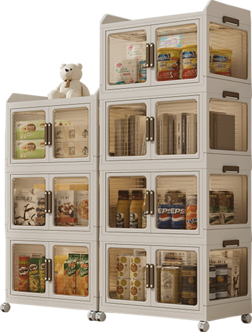 摺疊層櫃 玩具收納櫃 開放式衣櫃 零食收納架, 白色, 1個