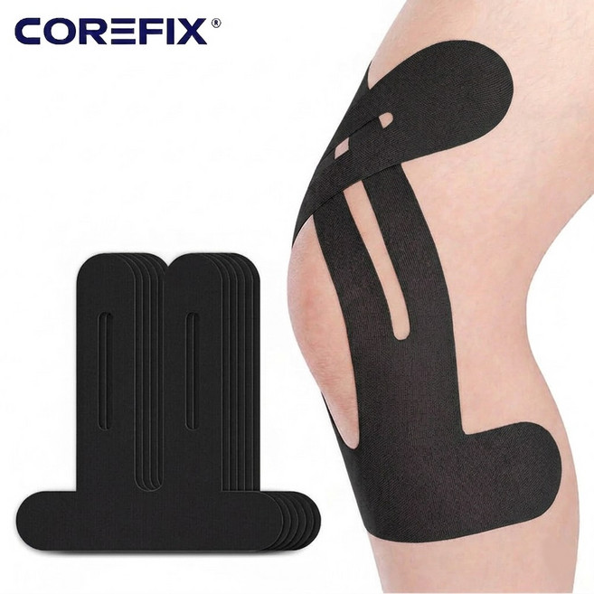 코어픽스 스포츠 무릎 테이핑 근육 테이프 T자형 테이핑 블랙, 1개, 10개입
