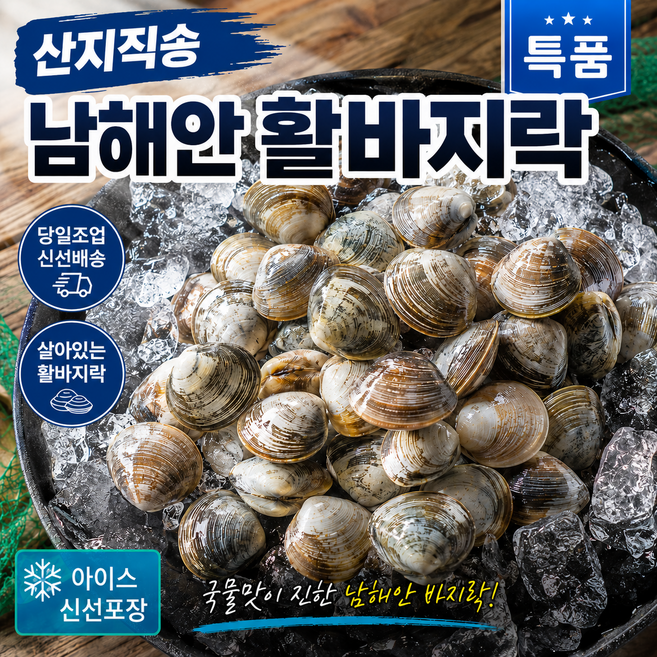 산지직송 남해안 활바지락 특품, 1박스, 10kg