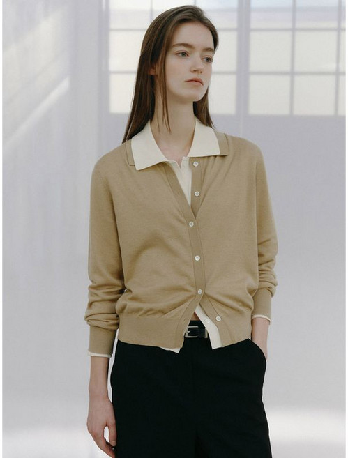 쉬즈미스 카라 베이직 니트 가디건 SSKCDQ12040