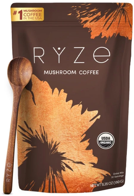 라이즈 버섯 커피 | 적응형 버섯 6종 | USDA | 인스턴트 커피 | MCT 오일 | 미국 재배 | 에너지 소화 | 코디셉스 라이온스 갈기 튀르키예 꼬리 | 30인분, 1개 - 쿠팡