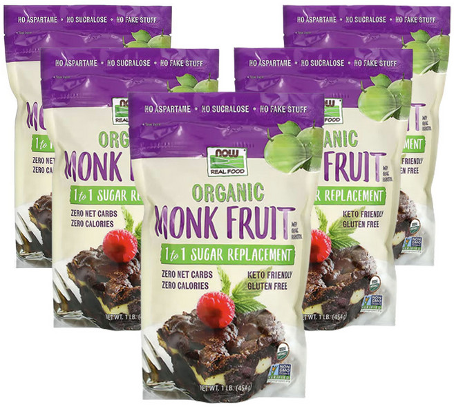 나우푸드 리얼푸드 유기농 나한과 1:1 설탕 대체제 454g(1lb), 5개, 454g