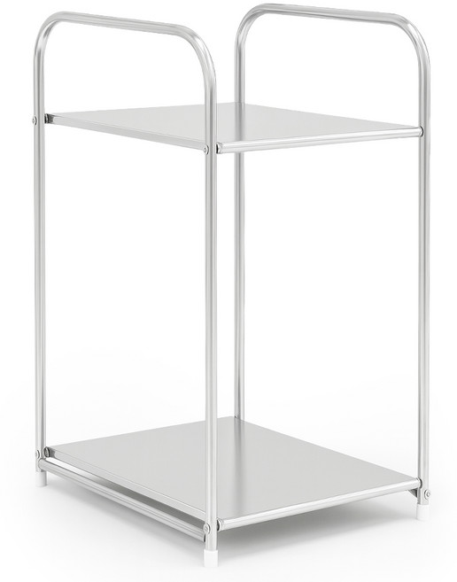 아뜰라임 모던 2단 철제 가구 인테리어 사이드 테이블 미니 협탁, 실버