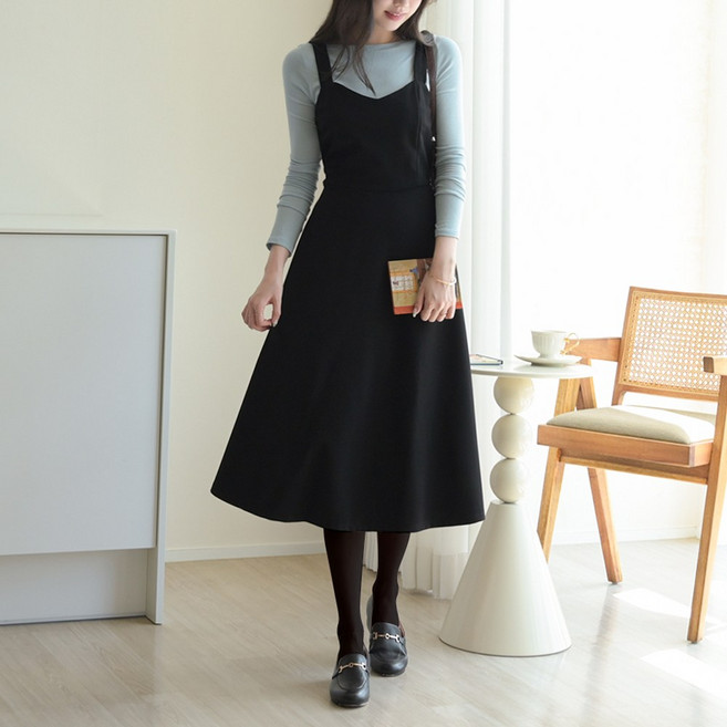 데일리앤 클리치 봄 가을 플레어 나시 뷔스티에 원피스 하객룩