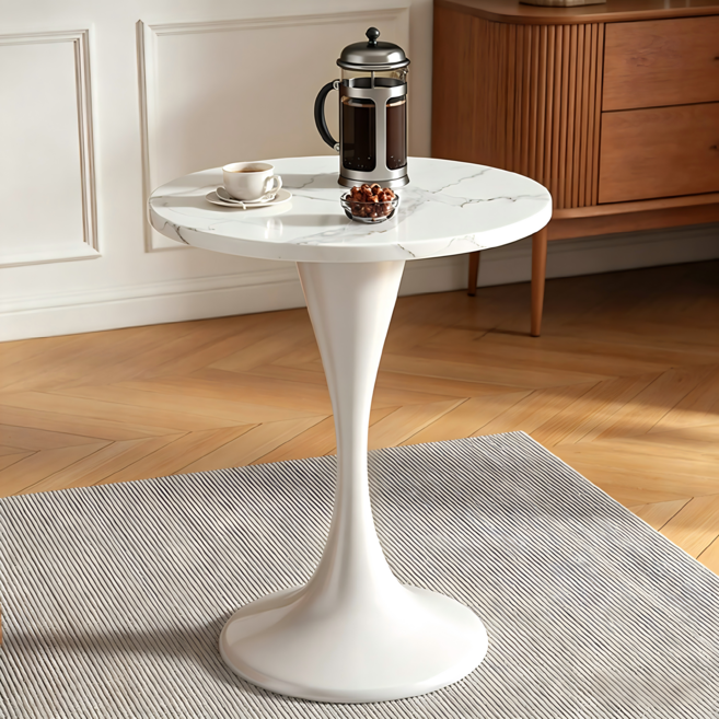 HN Quality Home 튤립 원형테이블 60/70/80cm 거실 소파사이드 협탁 카페테이블 원탁 식탁, 2인용, 화이트 패턴