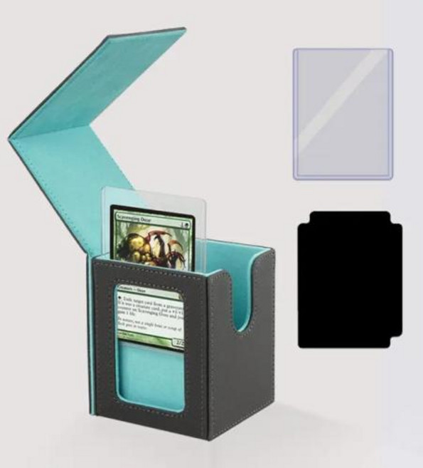 TCG 보드 게임 카드 데크 보관함 매직 커맨더 데크 박스 mtg 카드 운반 오거나이저 케이스 트레이딩 탑로더 1 개 제공, 9) Grey blue, 1개