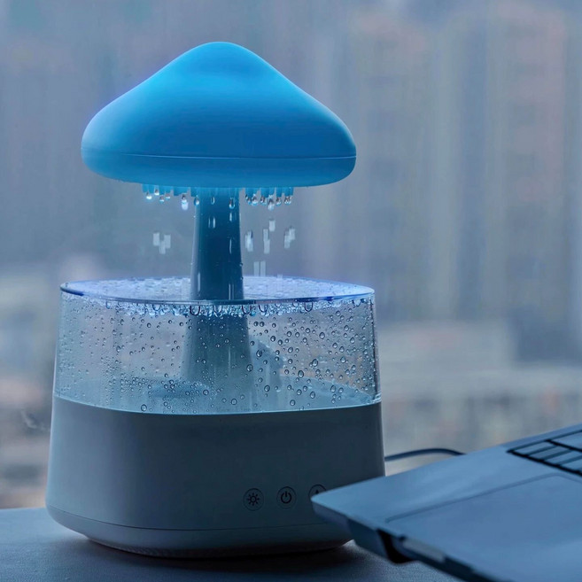 무드등 분무 구름 침실 그라데이션 조명 빗소리 ASMR, 기본 색상, 고급 + 눈부심 아로마테라피 선물가방 카드