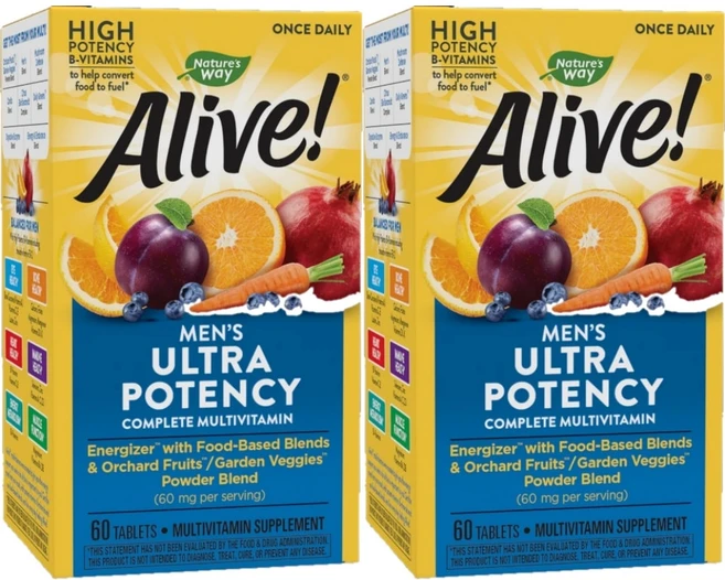 네이쳐스웨이 얼라이브! 원스 데일리 맨 울트라 포텐시 멀티-비타민 타블렛, 60개입, 2개, 60정 - 쿠팡