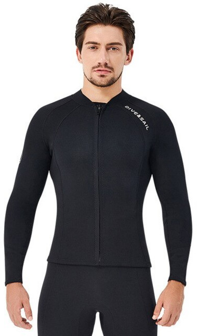 웻슈트 상의 2023 프리미엄 긴 소매 잠수복 네오프렌 재킷 탑 커플 스쿠버 2mm, [05] XXL, 01 Man black_05 XXL