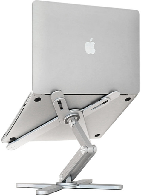 감성공장 엑스스탠드 노트북 거치대 맥북 그램 휴대용 접이식 스탠드 받침대 각도조절 360도회전, 실버, 1개
