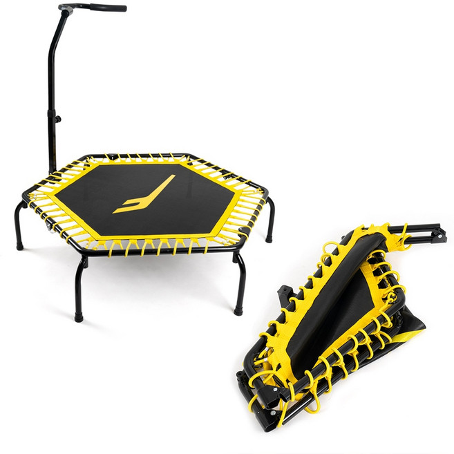 프로-스펙스 점핑 트램폴린 스탠다드 접이식 방방이 바운스 성인 다이어트, 블랙