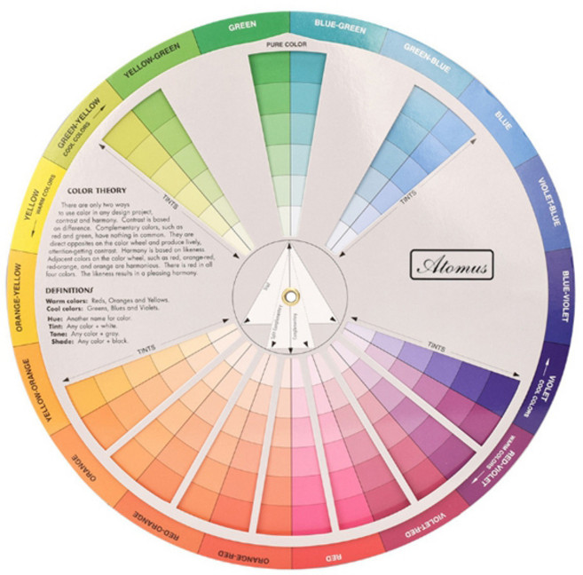 컬러가이드 조색표 보색대비 색상표 양면 컬러휠
