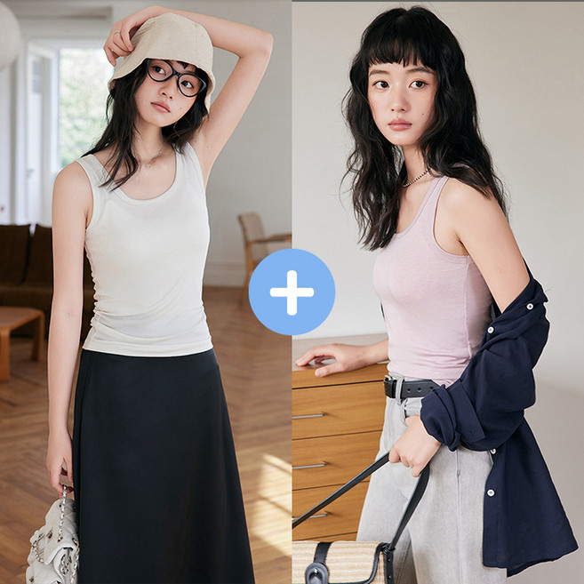 스토리원 여성 1+1 실루엣이 예쁜 리오셀 텐셀 부드러운 울 나시 WM-SSWT010