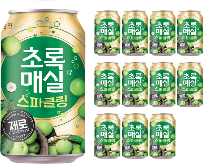 웅진 초록매실 스파클링 제로, 350ml, 12개