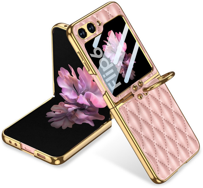 루스톤 LUNA 퀼팅 전면액정 강화유리 갤럭시 Z플립 케이스