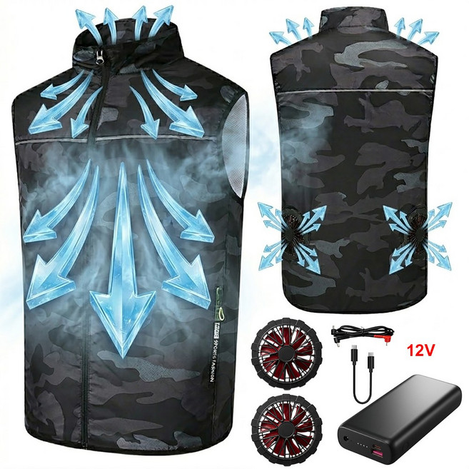 선풍기조끼에어컨조끼냉각쿨링12V20000mAh배터리 포함여름 작업복 남녀공용 야외 작업 낚시 등산용