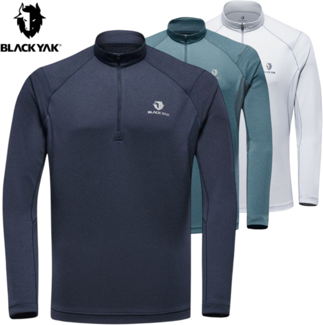 [백화점발송] 블랙야크 남성용 긴팔티셔츠 기능성티셔츠 신축성 좋은 봄여름 간절기 반집업 티셔츠 등산용 작업용 일상용 이월상품