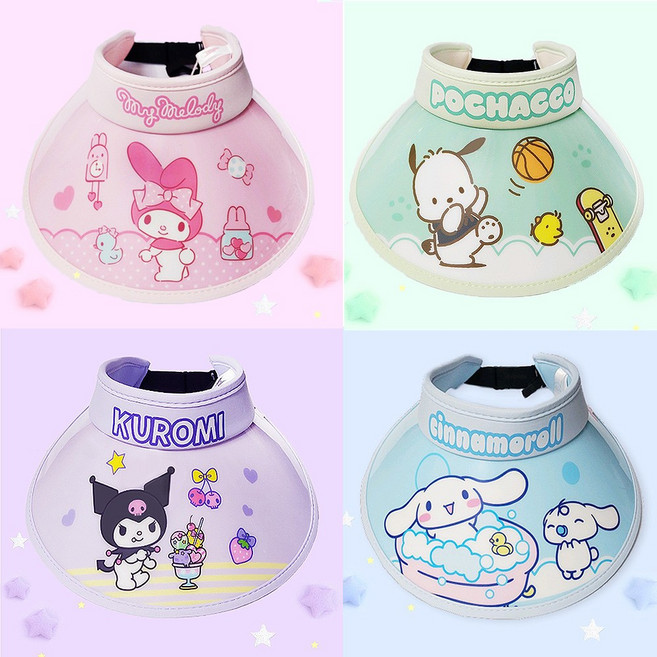 산리오 매쉬 와이드 썬캡 모자 / 햇빛 차단 푹신 썬캡 시나모롤 마이멜로디 쿠로미 포챠코 한교동