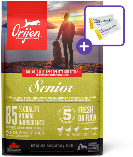 오리젠 반려견 시니어 독 건식사료 + 닥터얼라이브 트리플 액티브 3P, 1개, 11.4kg, 오리