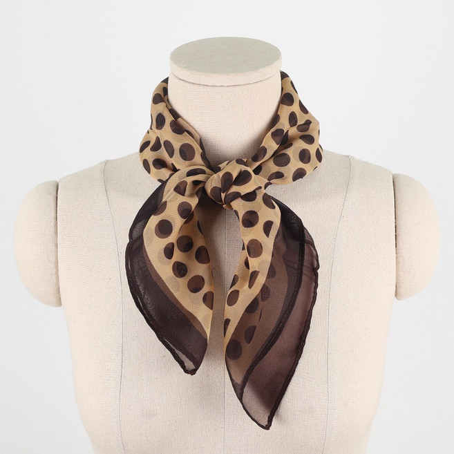 에스랑제이 도트 패턴 쁘띠 스카프 여성 사각 쉬폰 스카프 데일리 패션