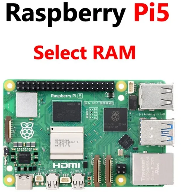 라즈베리 파이 5 16GB /8GB/4GB/2GB RAM 옵션 Pi5 8GB 키트 PD 전원 공급 장치/RTC/64GB 카드/방열판 팬/카, 04 PI5-4GB, 04 Only PI5 Board