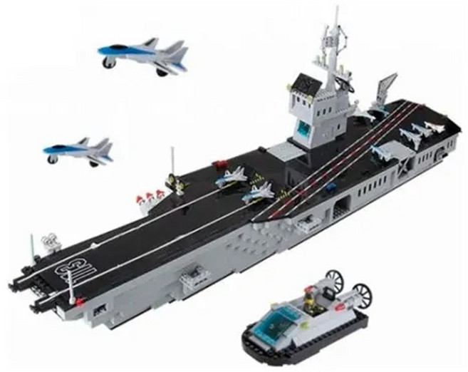 啟蒙 航空母艦積木 1000片以上 益智拼裝玩具, 一盒入