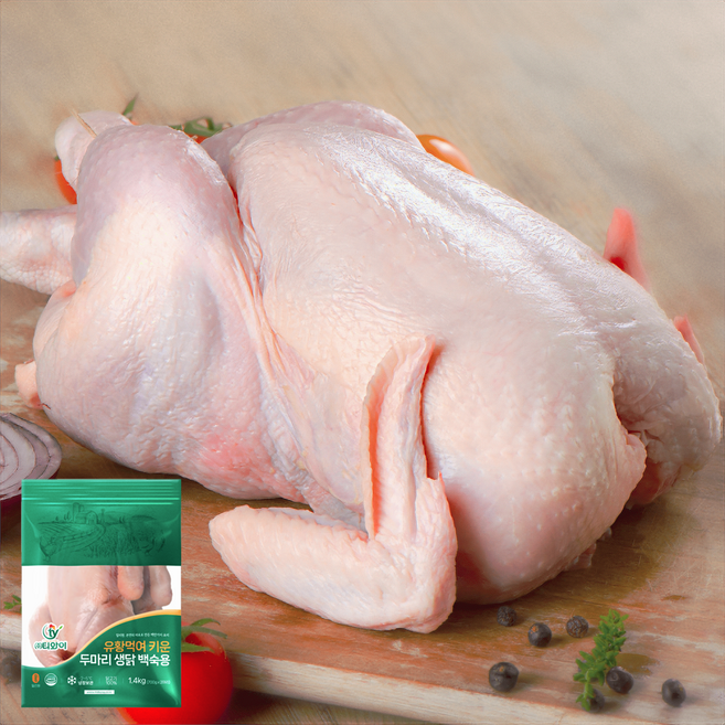 [밀리원/국내산] 유황 먹여 키운 신선한 두마리 생닭(냉장) 1.4kg, 1개