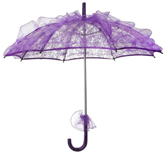여행 및 웨딩 레이디 의상에 적합한 섬세한 레이스 파라솔 우산, purple