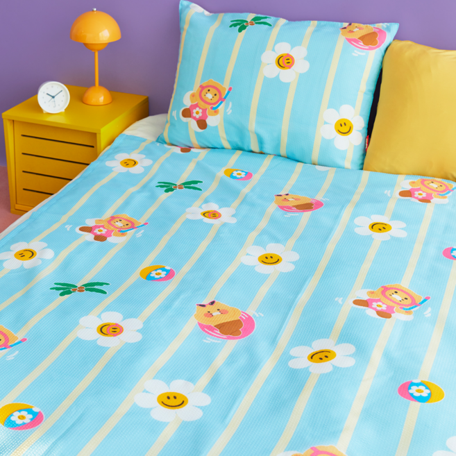 위글위글 카카오프렌즈 춘식이 쿨링 홑이불 베개 커버 세트