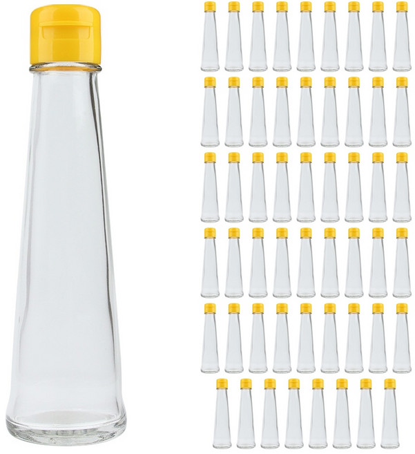 삼각 투명 소스 유리병+원터치캡 노랑, 54개, 100ml
