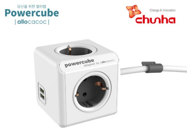 파워존 사각 큐브형 USB 멀티탭 파워큐브 1.5m 화이트 고정가능, 1개