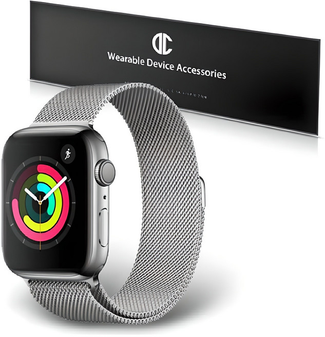 디씨네트워크 애플워치호환 밀레니즈 밴드 스트랩, 실버, 1개