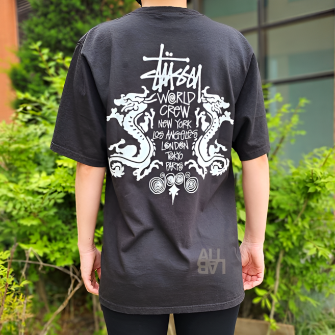 [AS가능 국내매장] 스투시 반팔 반팔티 드래곤 티셔츠 화이트 블랙