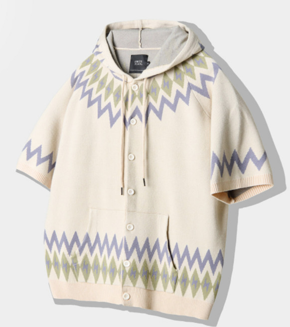 디미트리 블랙 DIMITRI BLACK 페어아일 코위찬 반팔 후드 니트_오트밀 591681