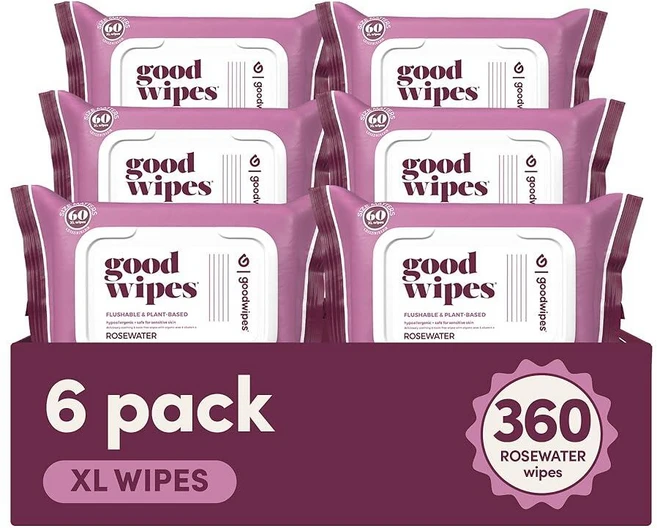 Goodwipes 비타민 E 및 알로 만든 변기에 버릴 수 있는 엉덩이 물티슈 - 부드럽고 부드러운 물티슈 디스펜서 가정용 정화조 및 하수구 안전 - 최대 성인용 화장실 타, [ 1237040 ] 굿와이프 비타민 E 및 알로 만든 - 쿠팡