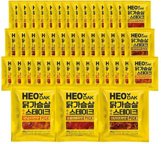 허닭PICK 닭가슴살 소스 스테이크 3종 혼합, 45개, 100g