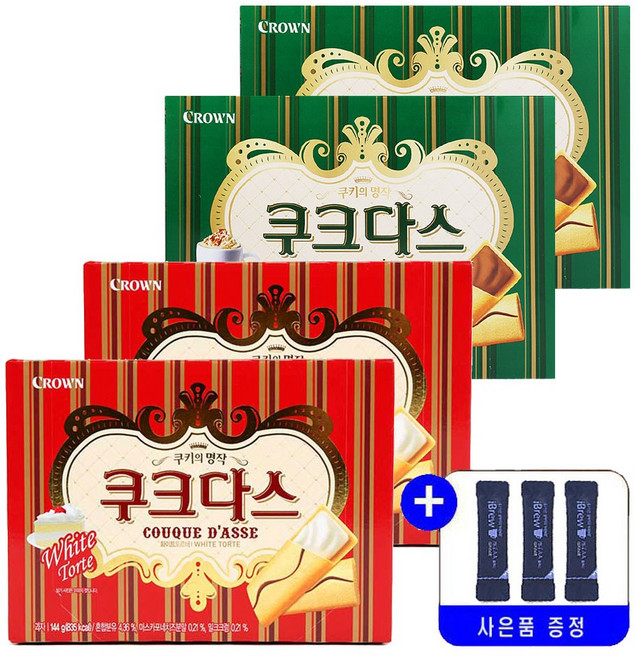 크라운 쿠크다스 화이트토르테 128gx2개+비엔나커피 128gx2개+커피 사은품, 128g, 1세트