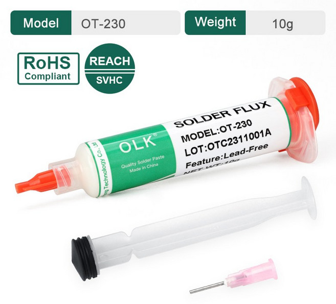 납땜페이스트 실납 올크 SMD 플럭스 PCB 수리 납땜 무세척 페이스트 용접 오일 그리스 10cc, [03] OT-230